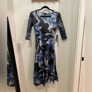 NWT Komarov Indigo Rose Dress- Small